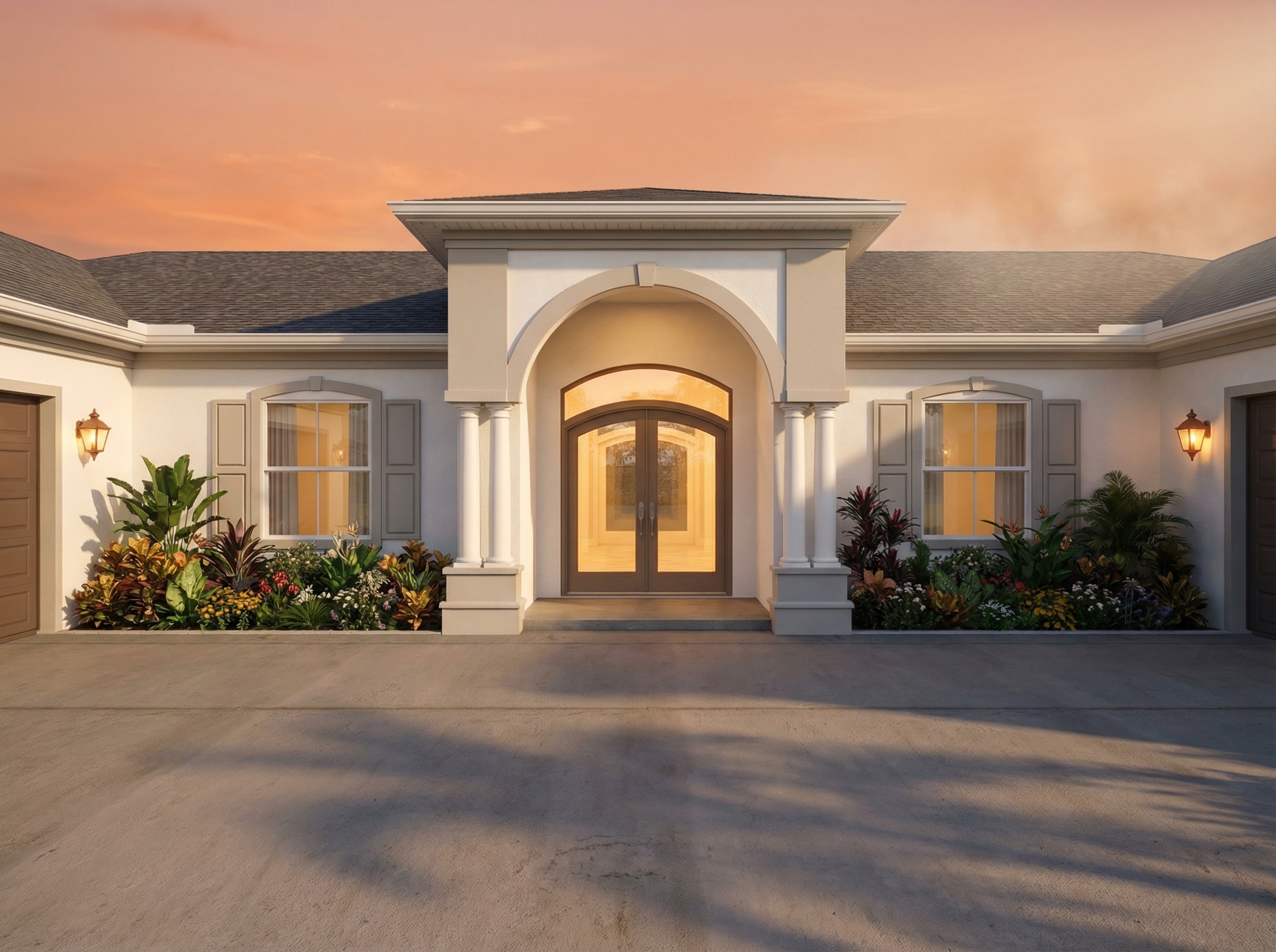 Neoclassical Entry & Garage Addition - render 1